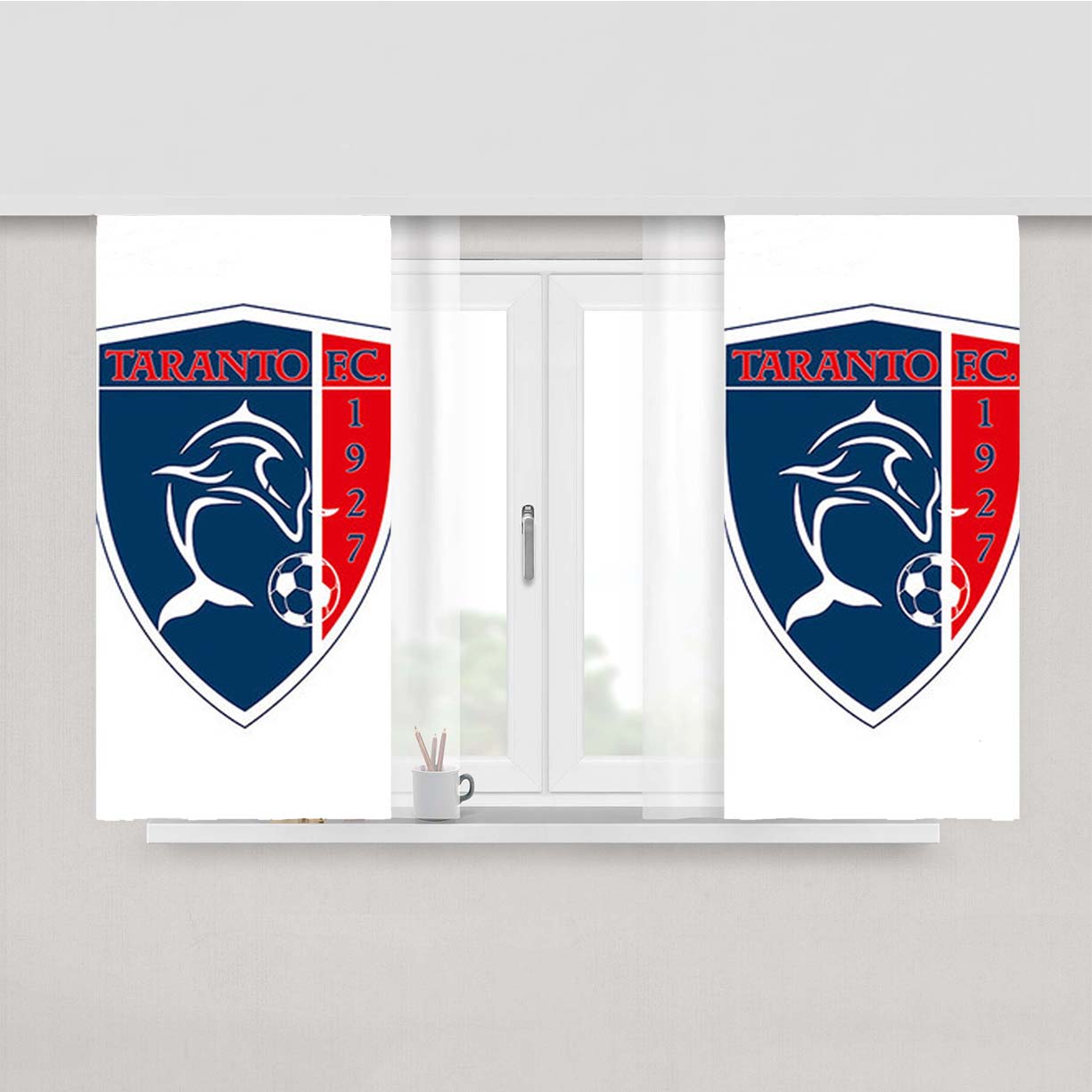 Taranto Fc Logo Peach Skin Window Curtains