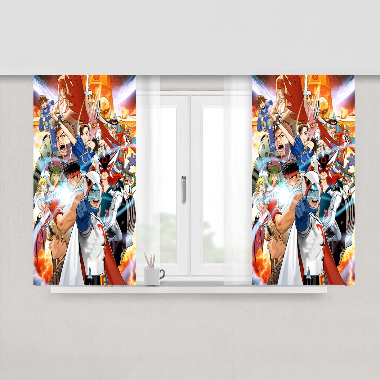 Tatsunoko Vs Capcom Art Peach Skin Window Curtains