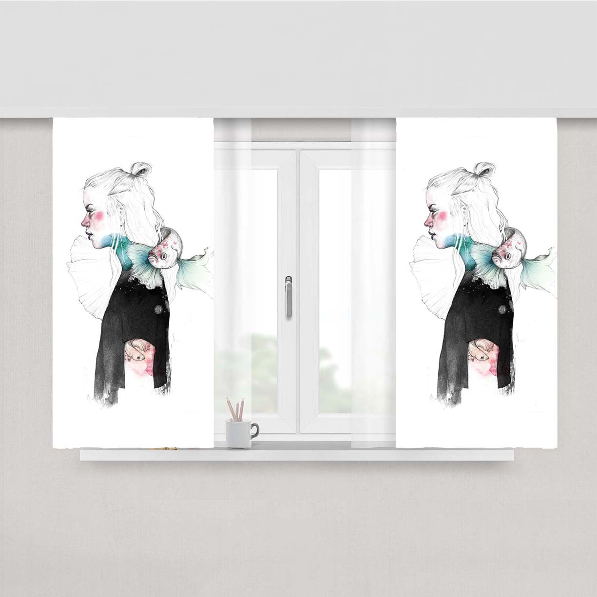 Tattoo Beta Peach Skin Window Curtains