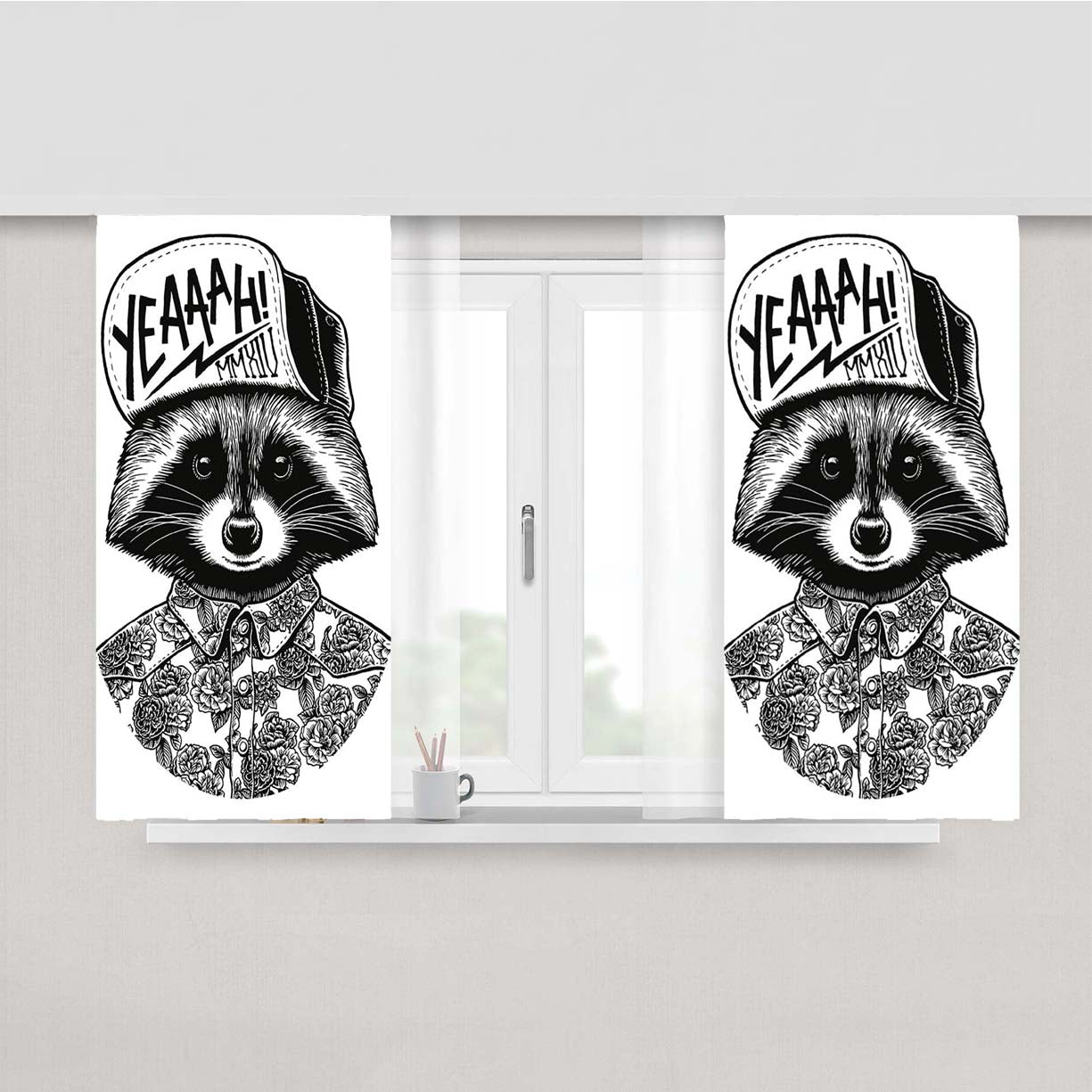 Tattoo School Peach Skin Window Curtains