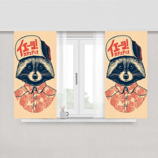 Tattoo School Pink Peach Skin Window Curtains