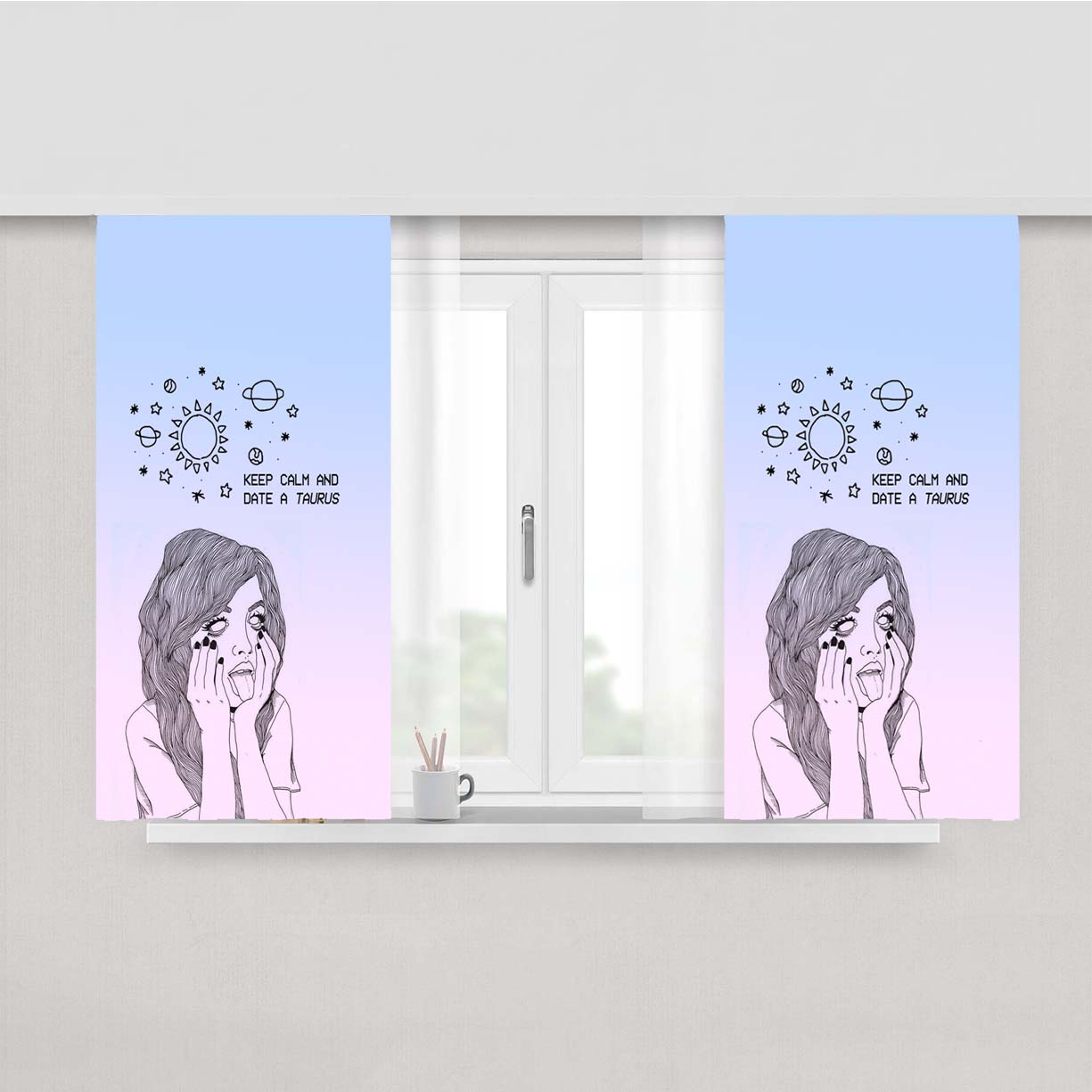 Taurus Girl August Peach Skin Window Curtains