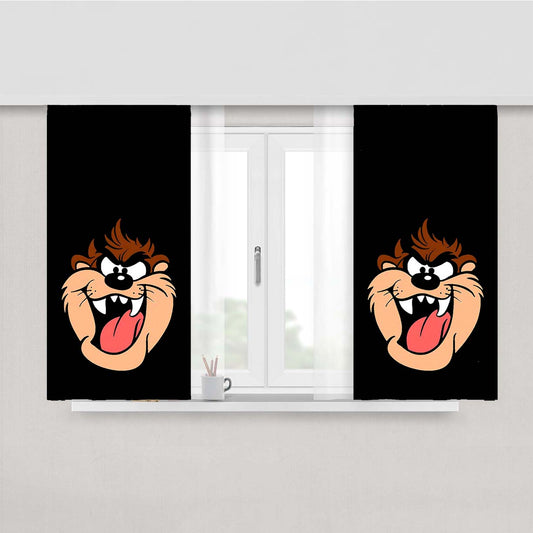 Taz-Mania Full Face Action Peach Skin Window Curtains
