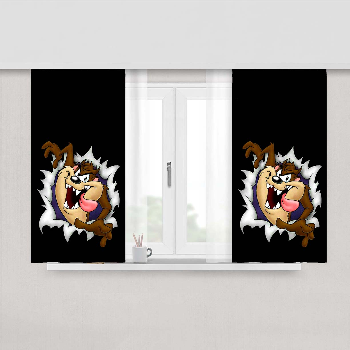 Taz-Mania Wall Canvas Peach Skin Window Curtains