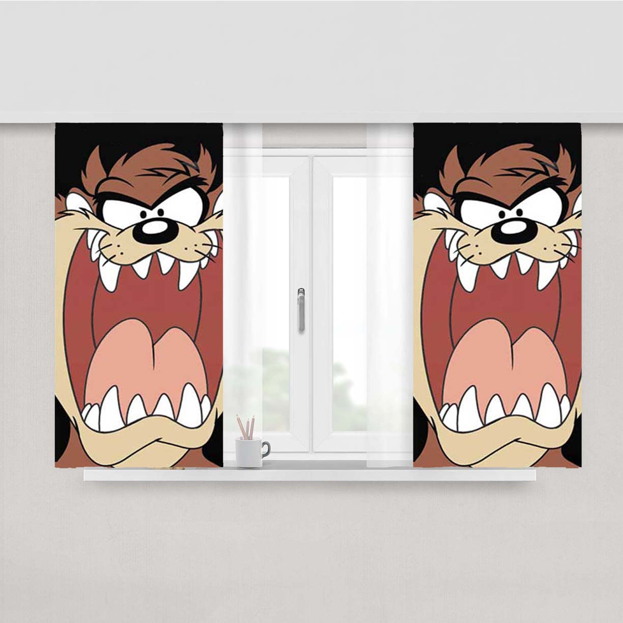 Taz Yell Face Peach Skin Window Curtains