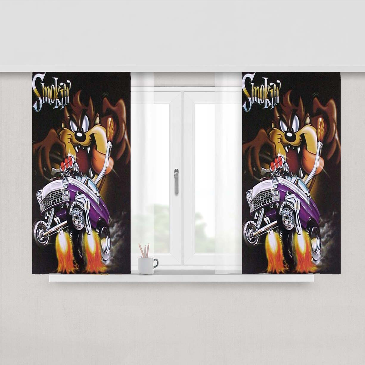 Tazmania Looney Tunes Cartoon Peach Skin Window Curtains