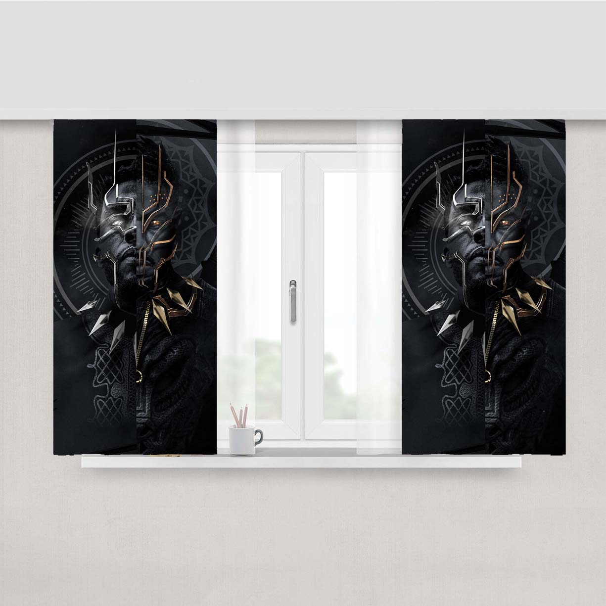 Tchalla Vs Njadaka Black Panther Peach Skin Window Curtains