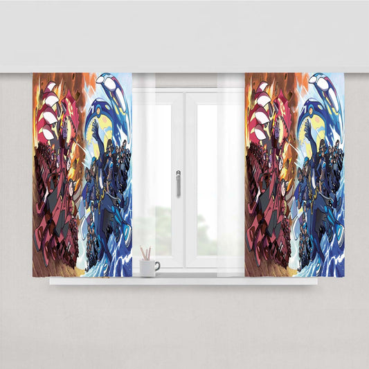 Team Aqua X Team Magma Pokemon Peach Skin Window Curtains