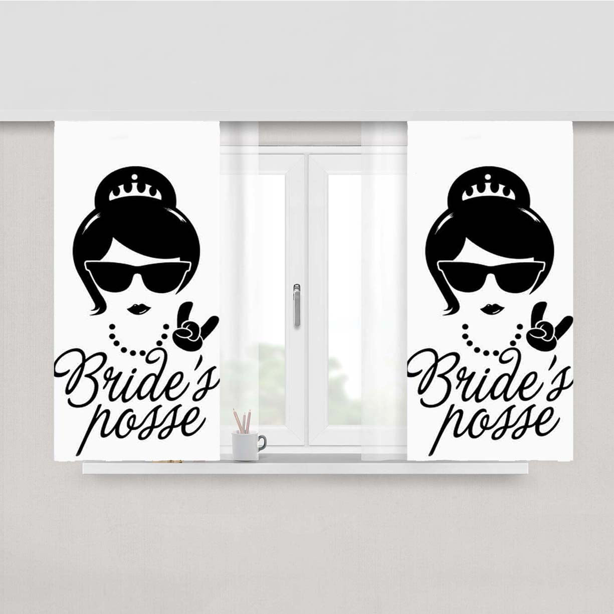 Team Bride Wedding Bridesmaids Stag Do Hen Night Peach Skin Window Curtains