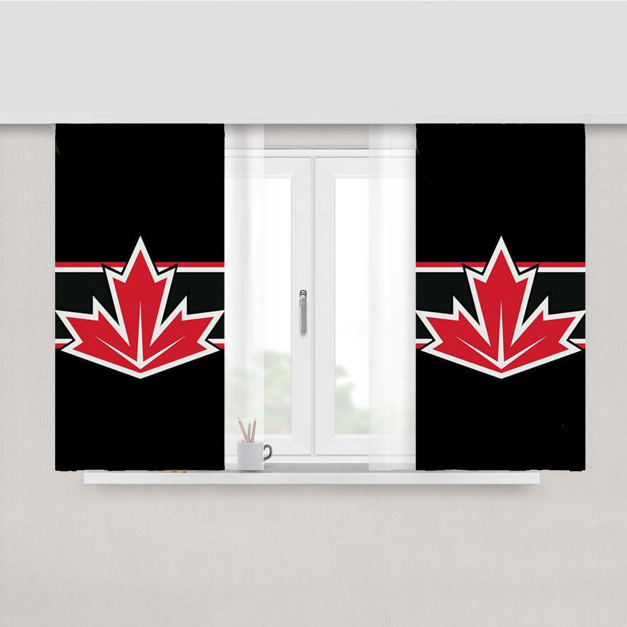 Team Canada Wch Stripes Peach Skin Window Curtains