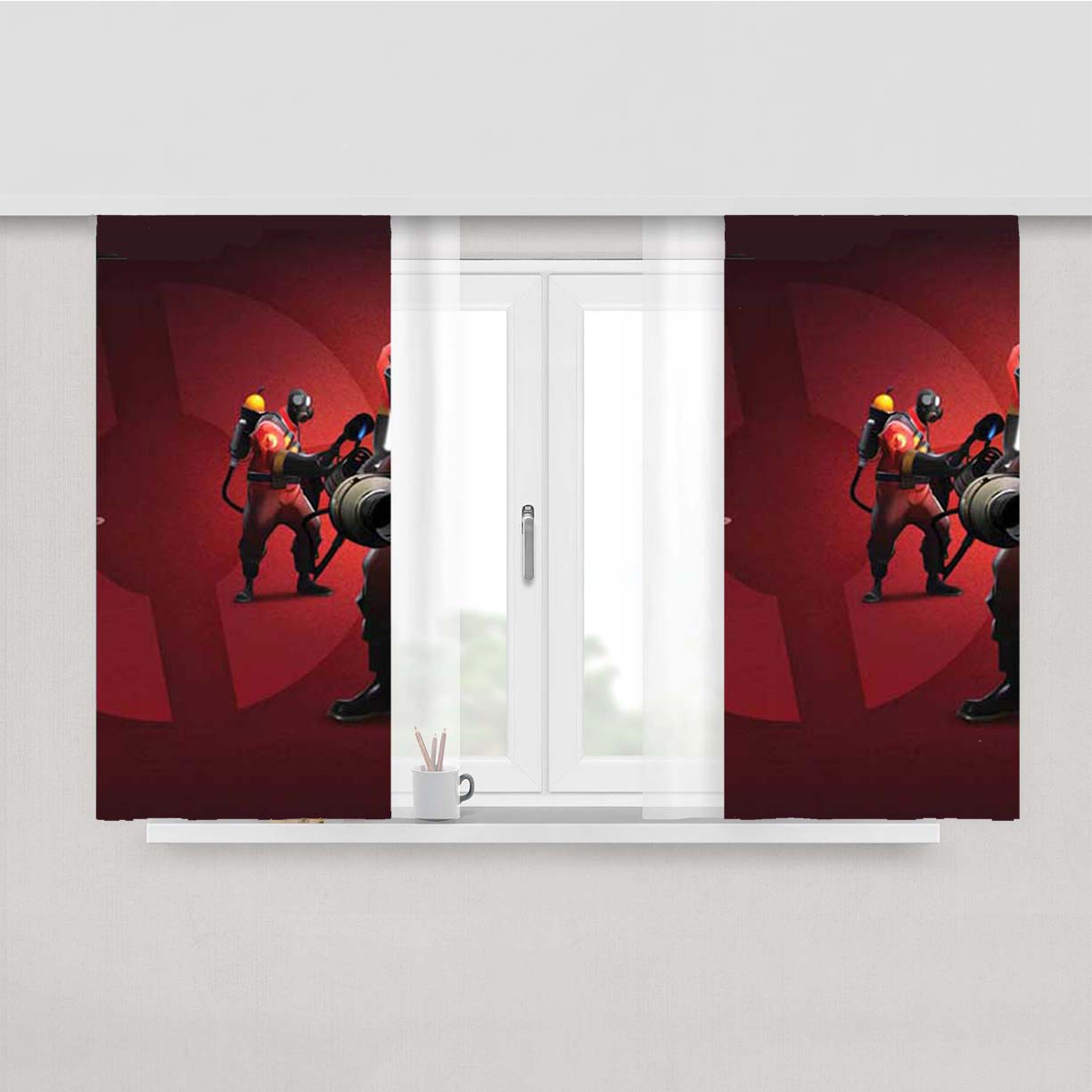 Team Fortress Pyro Peach Skin Window Curtains