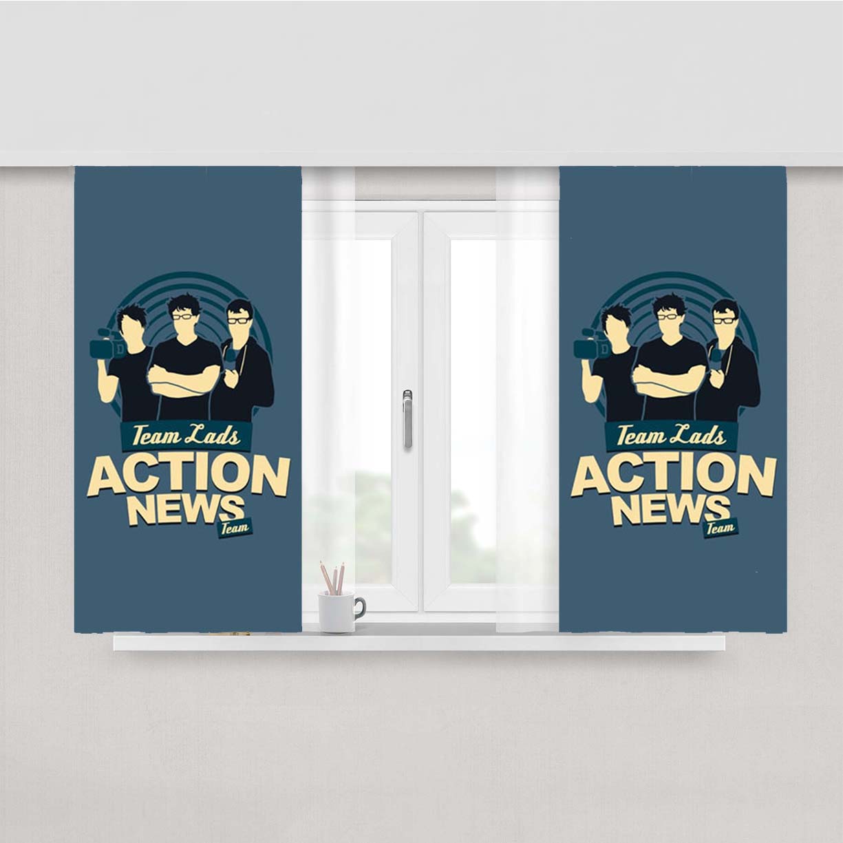 Team Lads Action News Peach Skin Window Curtains