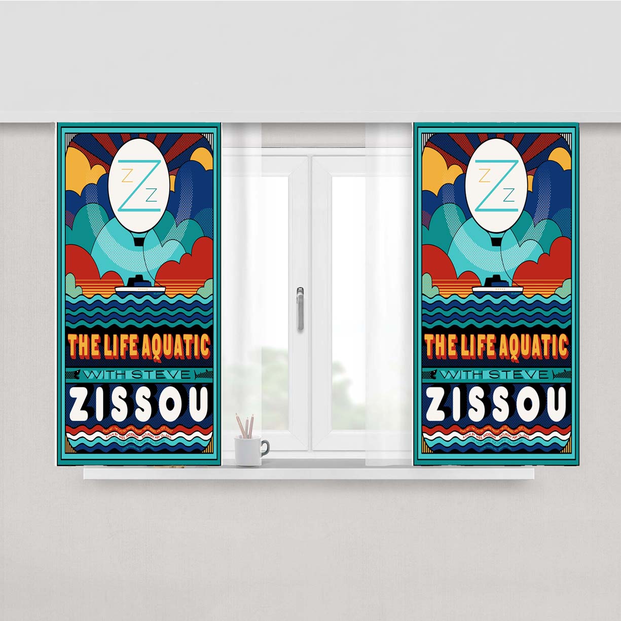 Team Zissou Peach Skin Window Curtains