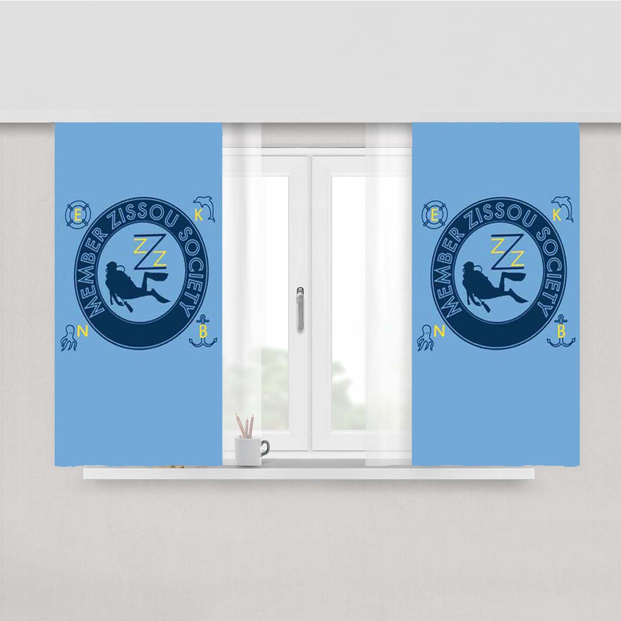 Team Zissou Society Peach Skin Window Curtains