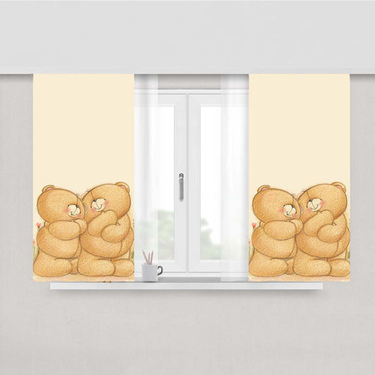 Teddy Bear Art Peach Skin Window Curtains