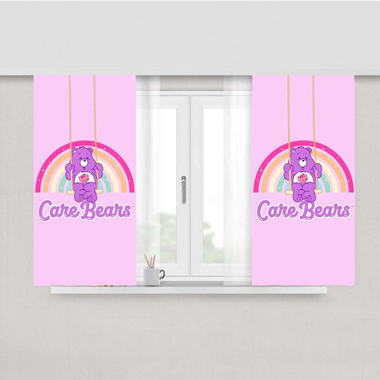 Teddy Bear Care Bears Purple Peach Skin Window Curtains