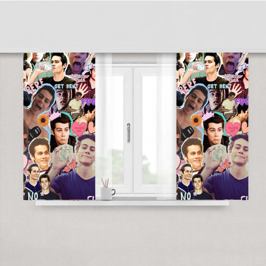 Teen Wolf Dylan Obrien Collage Peach Skin Window Curtains