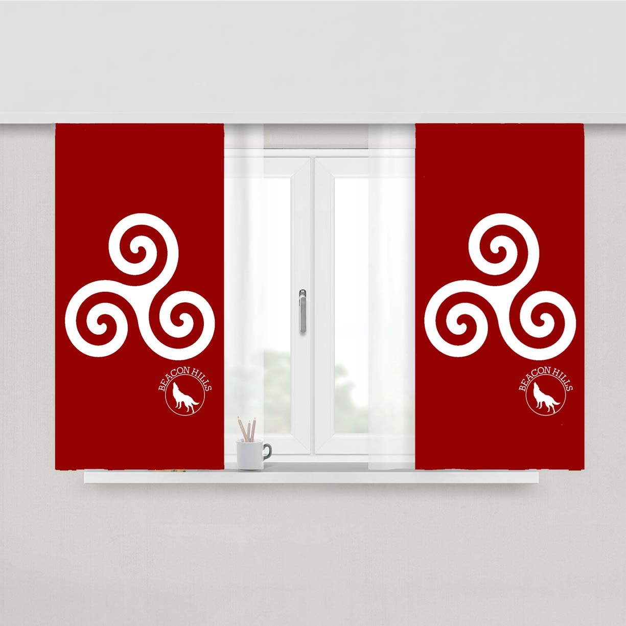 Teen Wolf Inspired Triskelion Symbol Alpha Peach Skin Window Curtains