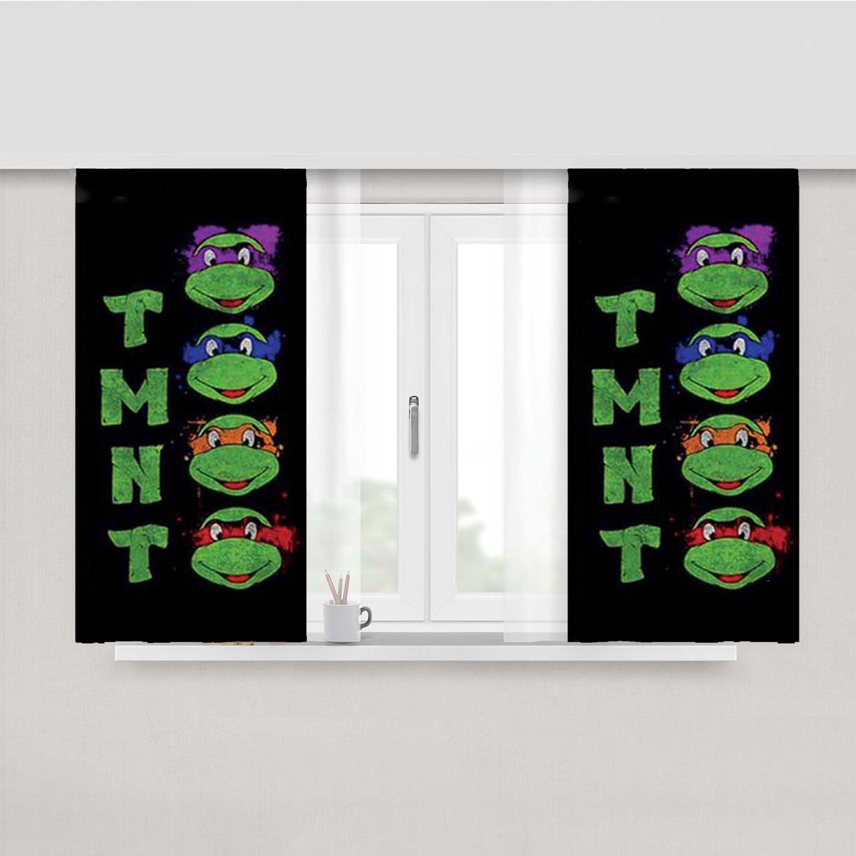 Teenage Mutant Ninja Turtles Heads In A Row Peach Skin Window Curtains