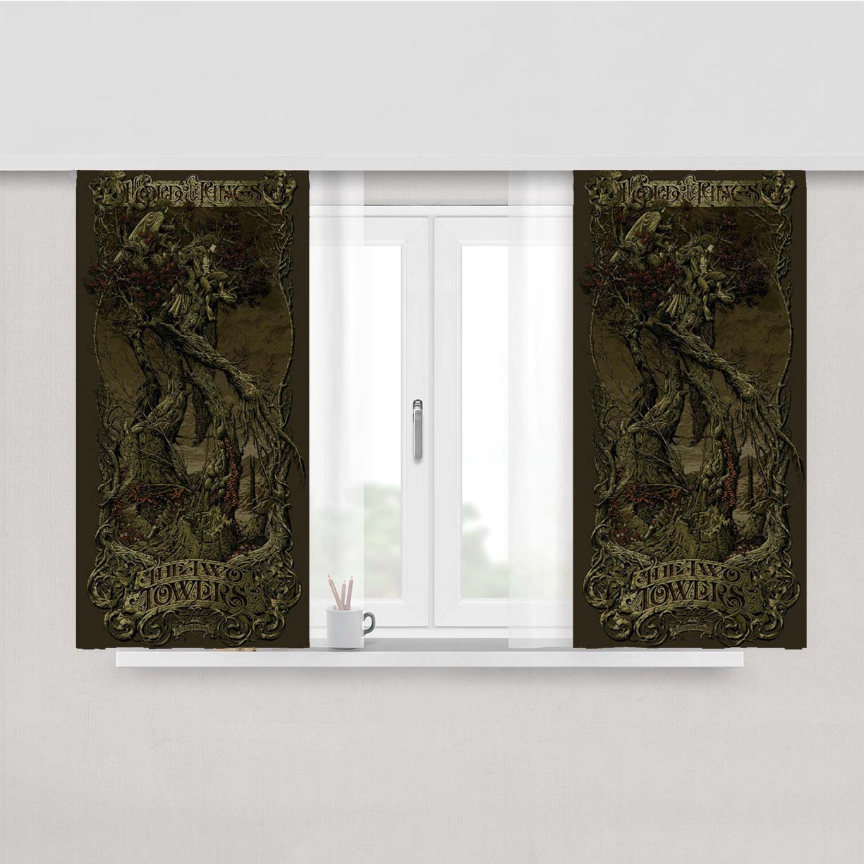 Teh Two Towers Peach Skin Window Curtains