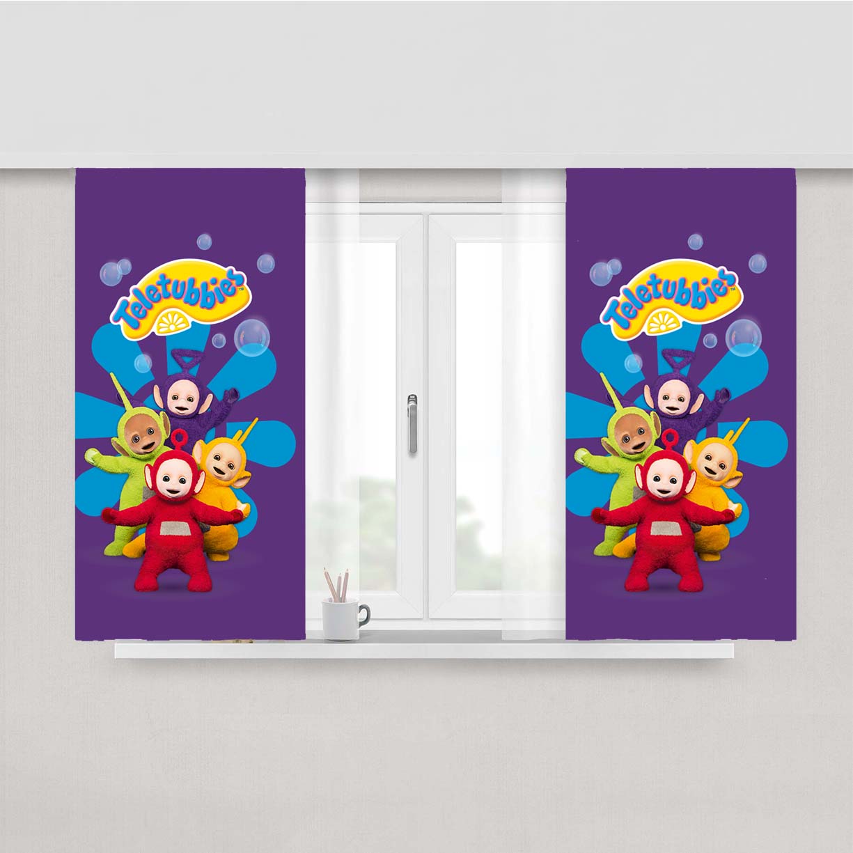 Teletubbies 90S Children Tv Show Peach Skin Window Curtains