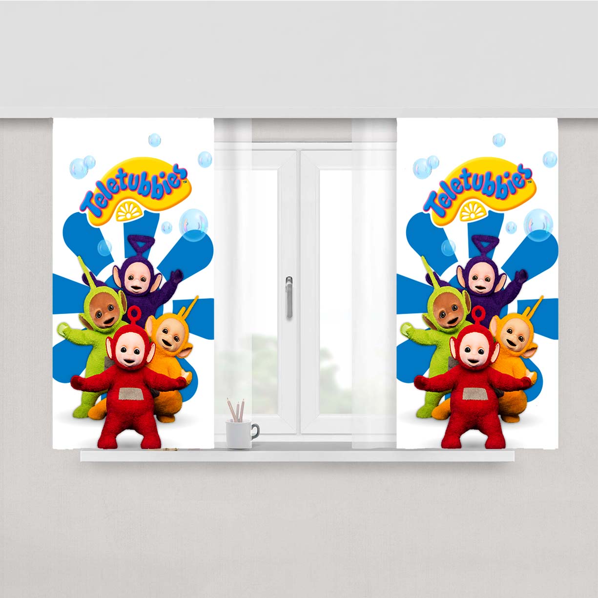 Teletubbies Drawing Poster Peach Skin Window Curtains