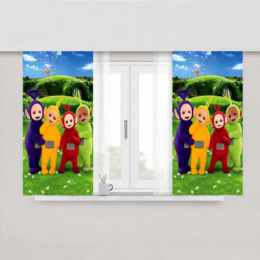 Teletubbies In Front Of The Home Peach Skin Window Curtains