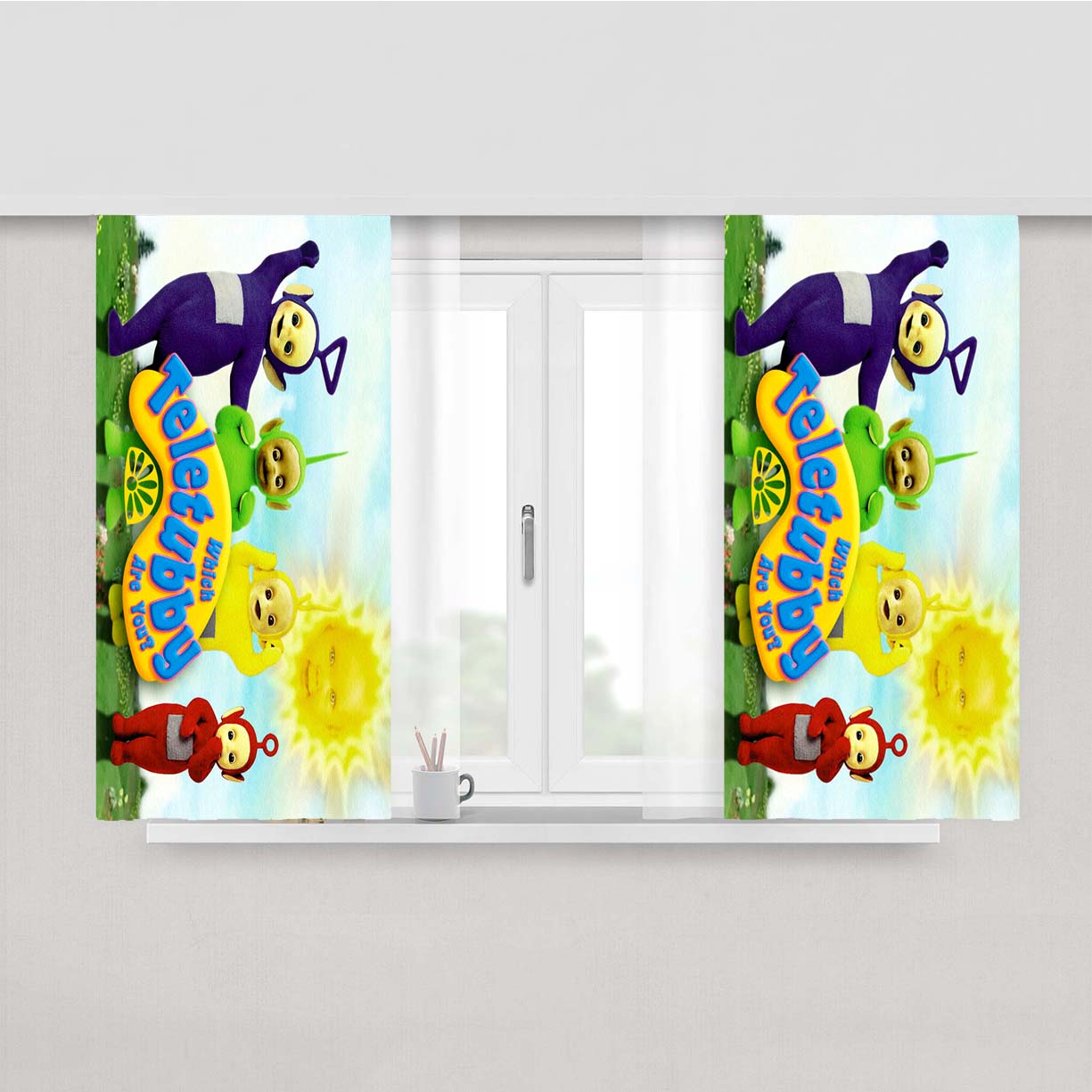 Teletubby In The Morning Peach Skin Window Curtains