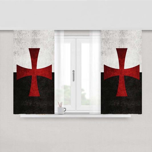 Templar Knight Flag Logo Peach Skin Window Curtains