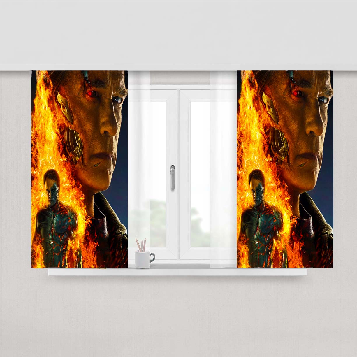 Terminator Genisys Peach Skin Window Curtains