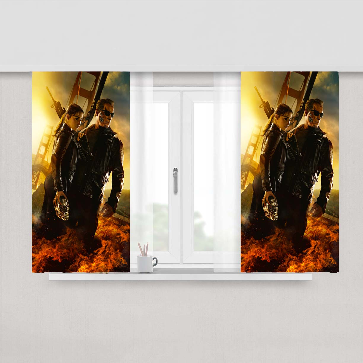 Terminator Genisys Cover Peach Skin Window Curtains