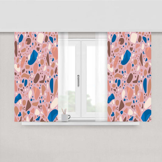 Terrazzo Tile Pin Peach Skin Window Curtains