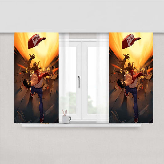 Terry Bogard Punch Peach Skin Window Curtains