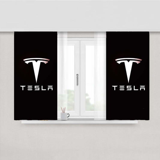 Tesla Logo Peach Skin Window Curtains