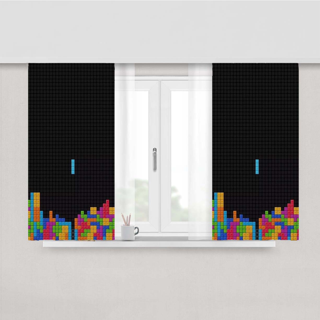 Tetris Block Peach Skin Window Curtains