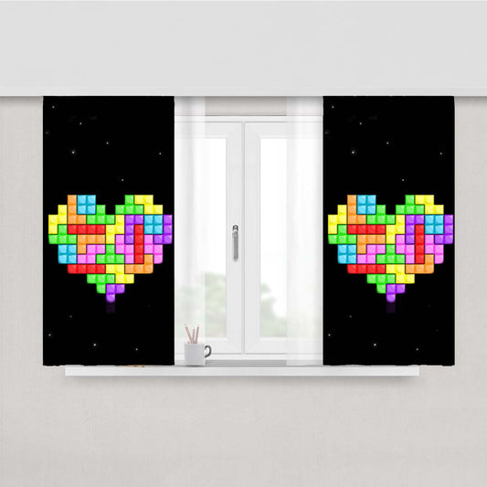 Tetris Heart Peach Skin Window Curtains