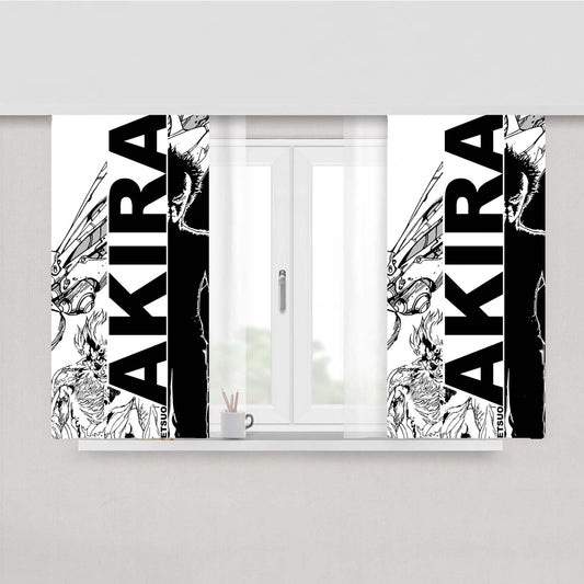Tetsuo Akira Black White Illustrations Peach Skin Window Curtains