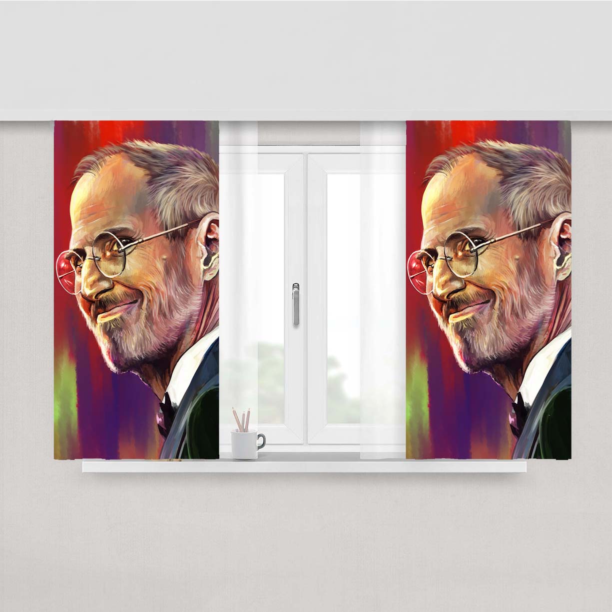 Teve Jobs Digital Painting Peach Skin Window Curtains