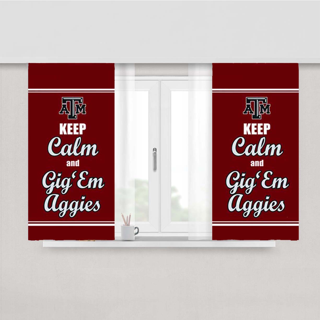 Texas A M Gig Em Aggies Peach Skin Window Curtains