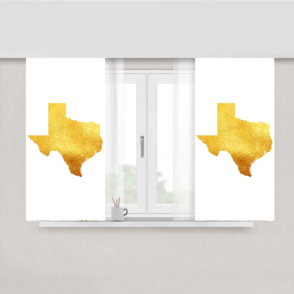 Texas Golden State Map Peach Skin Window Curtains