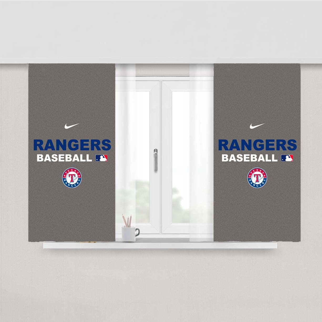 Texas Rangers Baseball Peach Skin Window Curtains