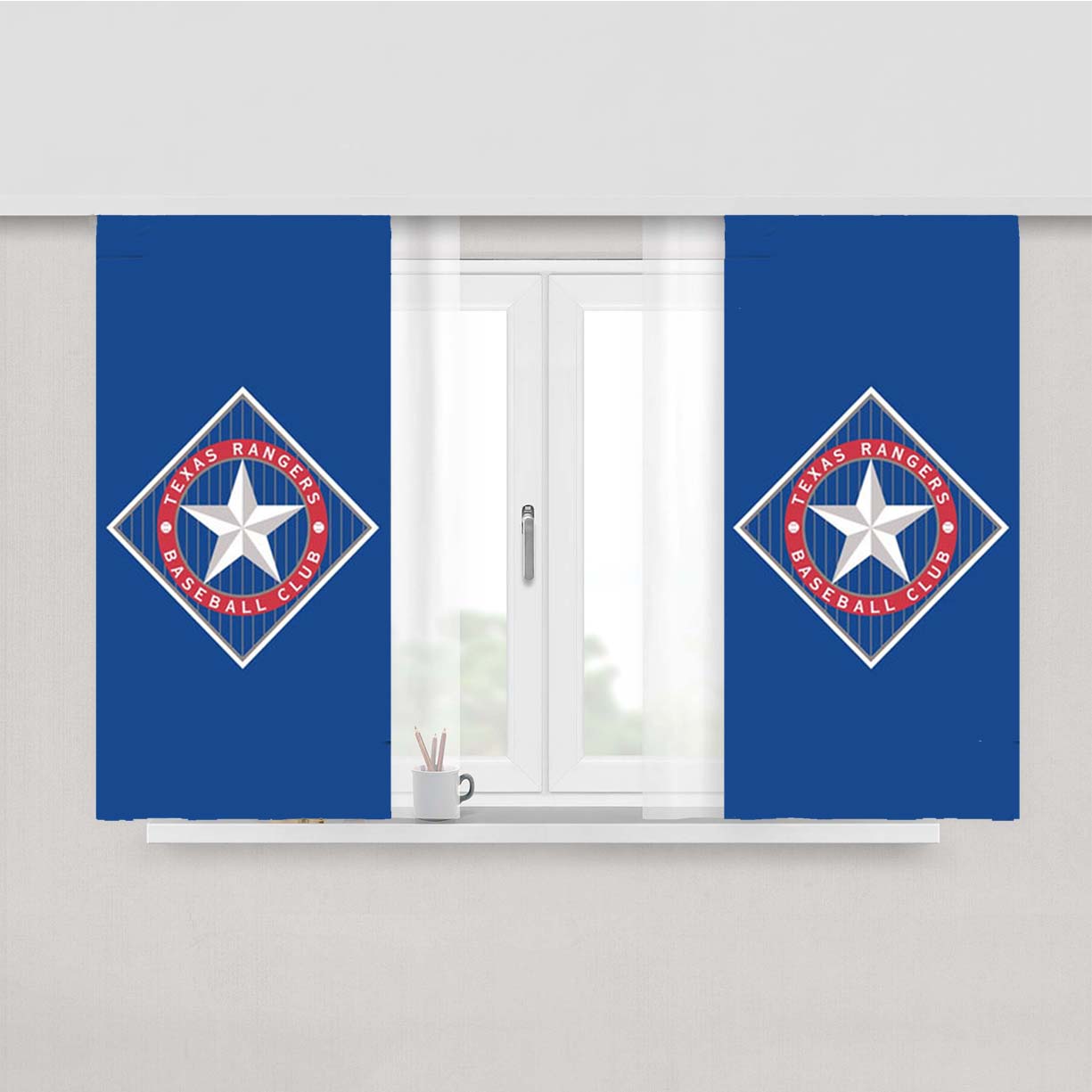 Texas Rangers Baseball Club Peach Skin Window Curtains