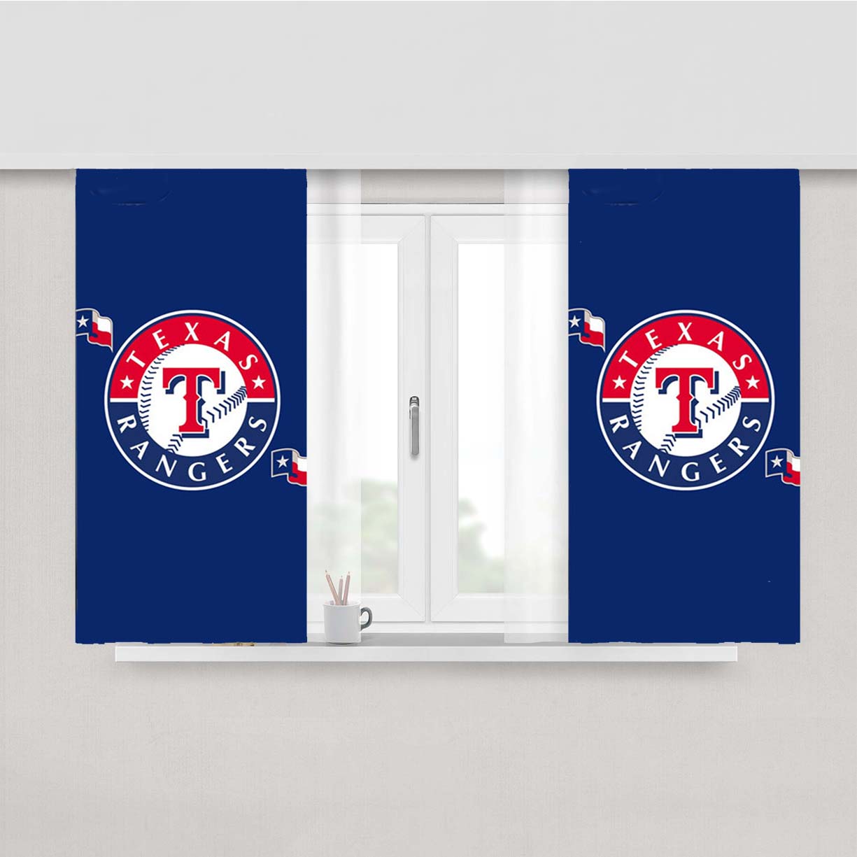 Texas Rangers Logo Peach Skin Window Curtains