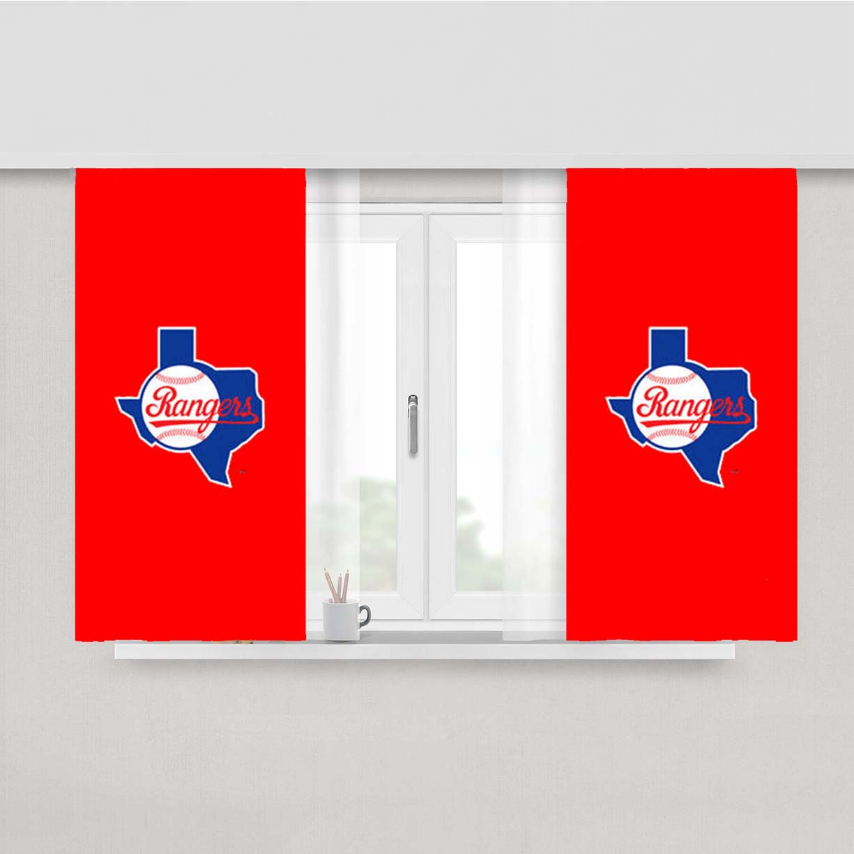 Texas Rangers Logo City Peach Skin Window Curtains
