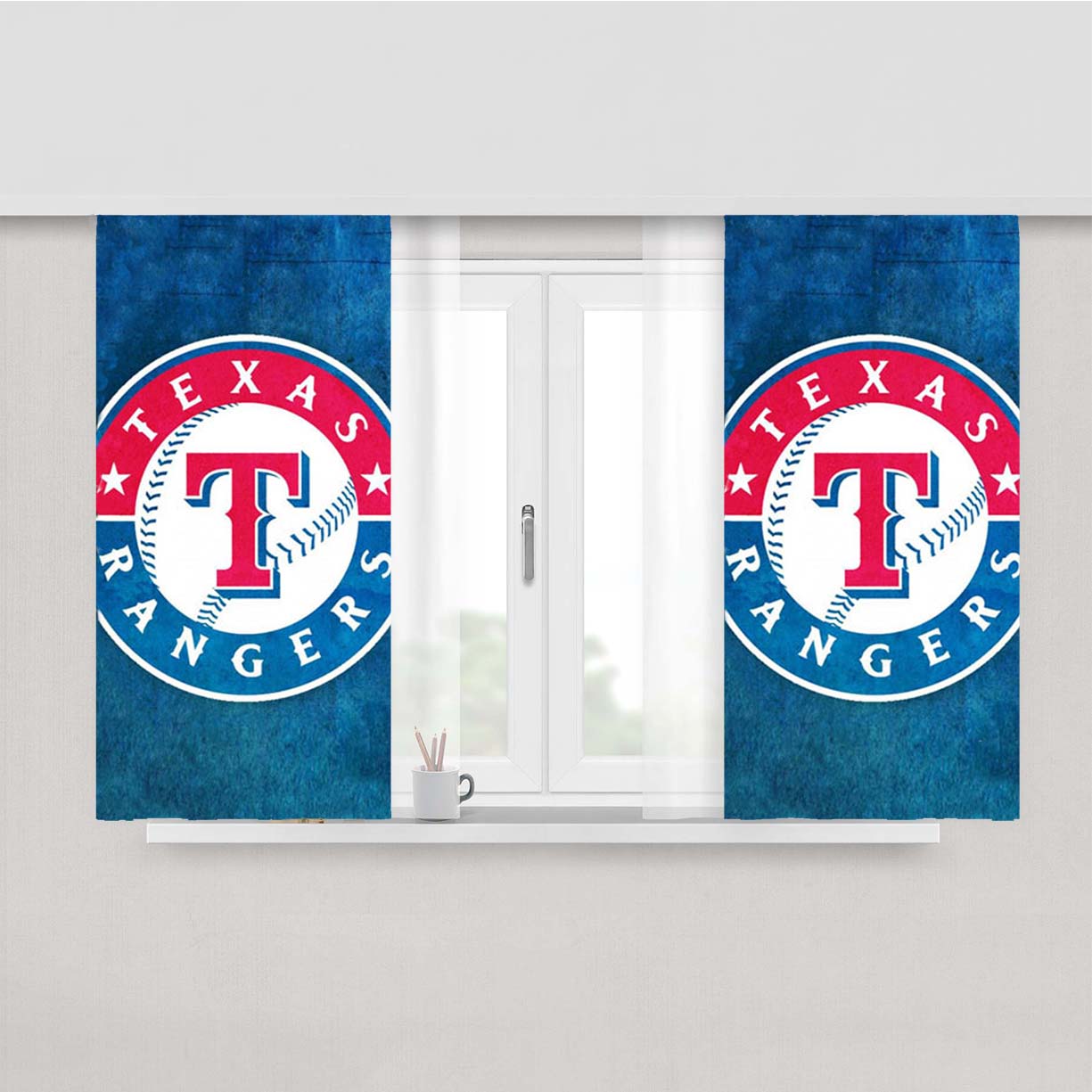 Texas Rangers Symbol Peach Skin Window Curtains