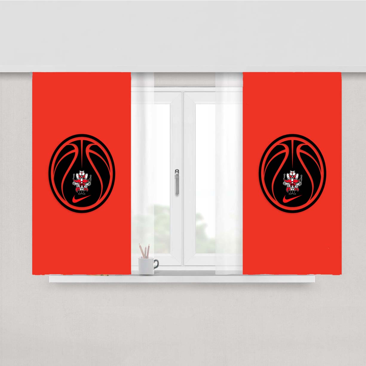 Texas Tech Red Raiders Basketball Logo Peach Skin Window Curtains