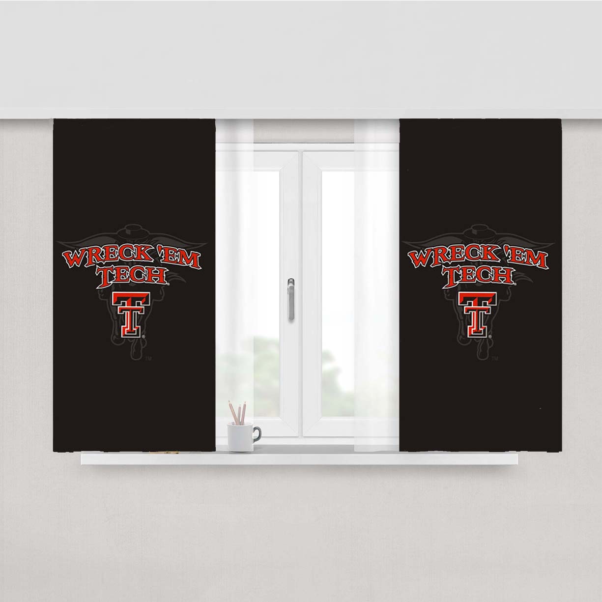 Texas Tech Red Raiders Logo Peach Skin Window Curtains