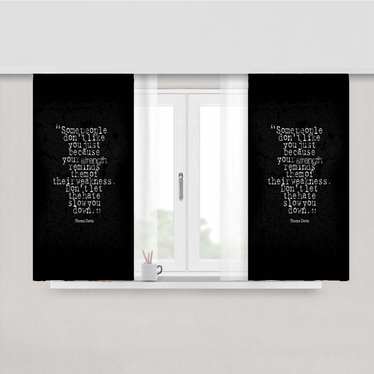 Text Layout Peach Skin Window Curtains