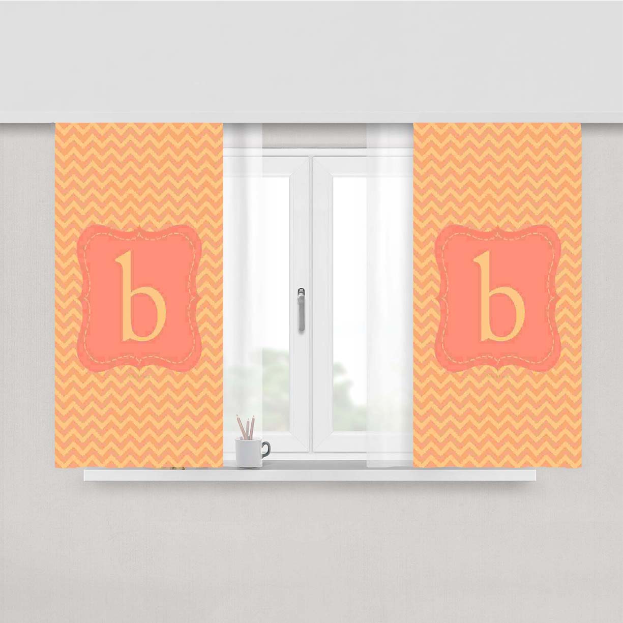 Texture Diy Chevron Peach Skin Window Curtains