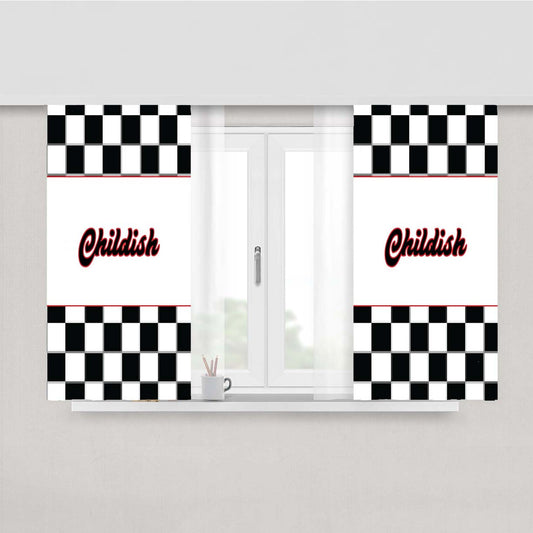Tgfbro Childish Hoodie Checkerboard Peach Skin Window Curtains